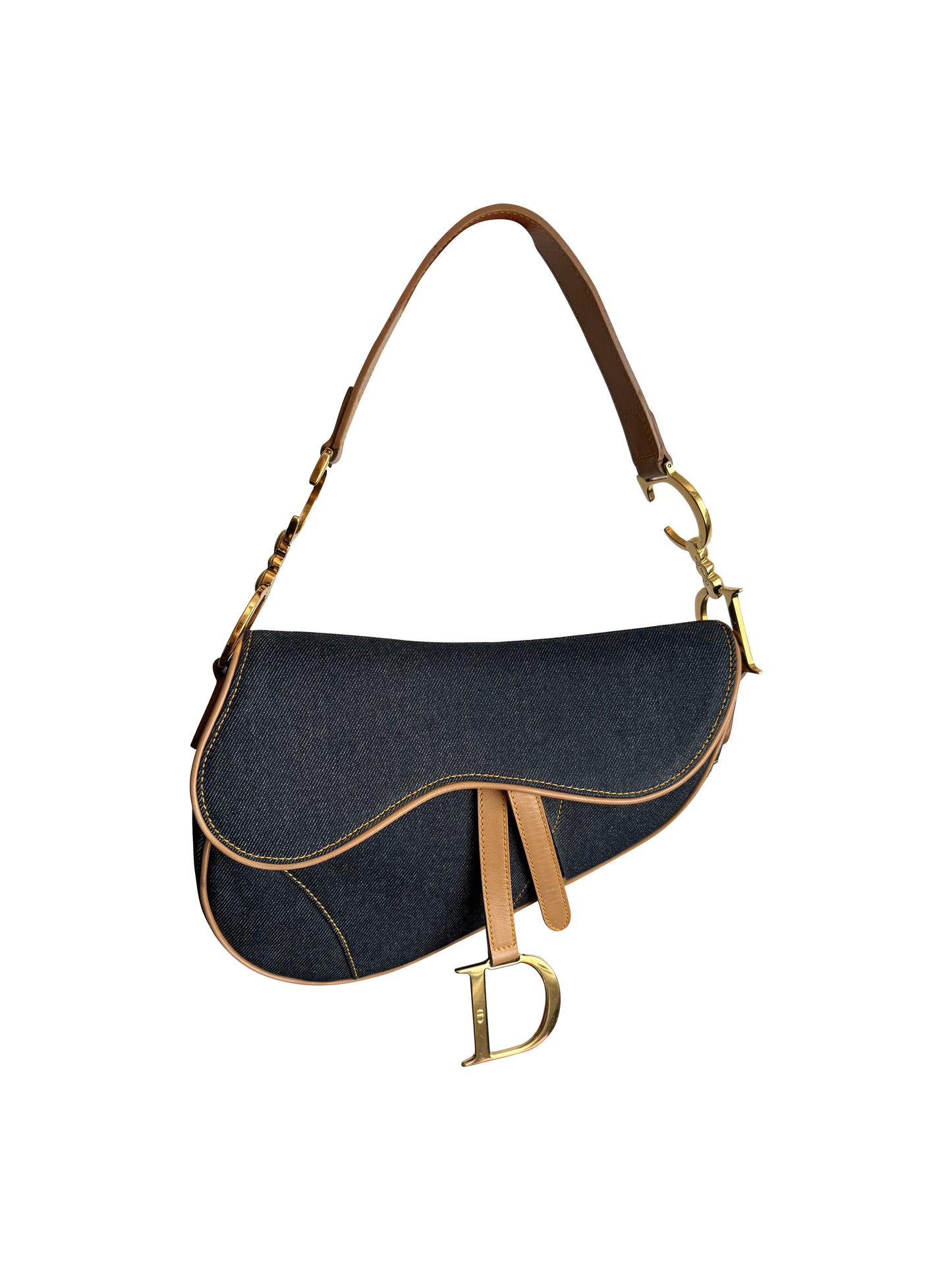 Christian Dior Jean And Leather Saddle Bag