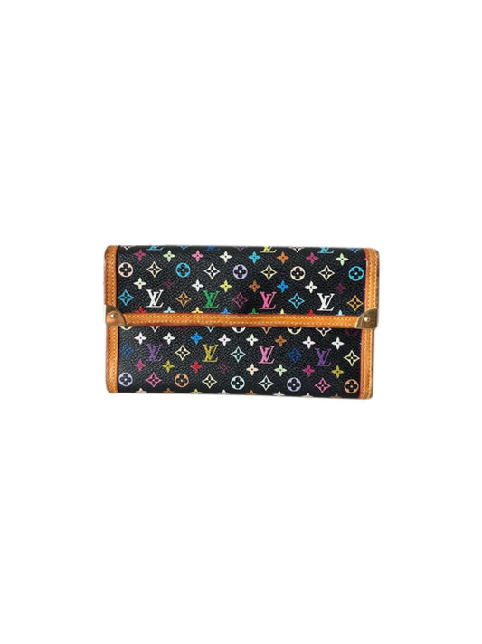 Louis Vuitton Takashi Murakami Multicolor Monogram Black Wallet