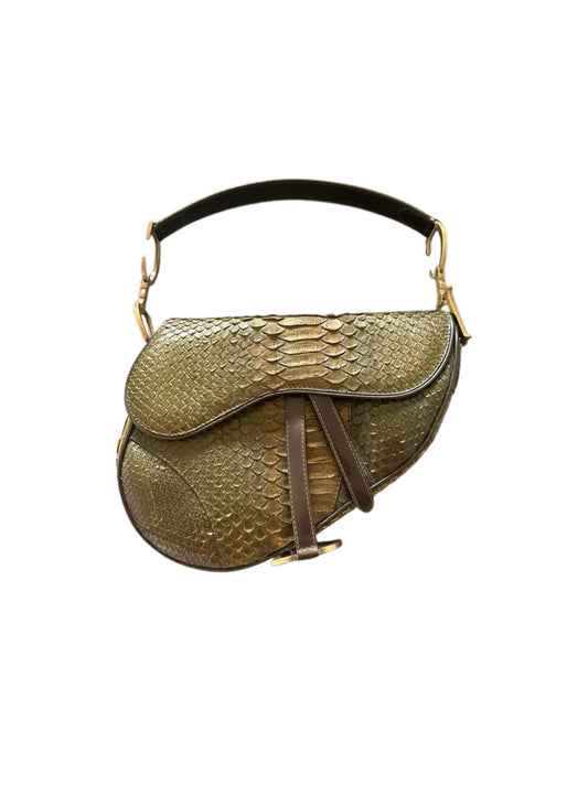 Christian Dior Green Python Saddle Bag