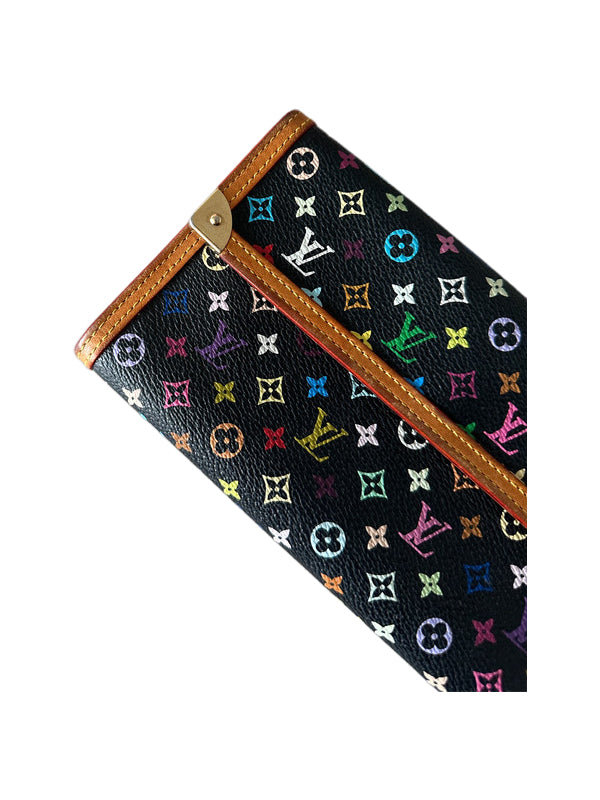 Louis Vuitton Takashi Murakami Multicolor Monogram Black Wallet