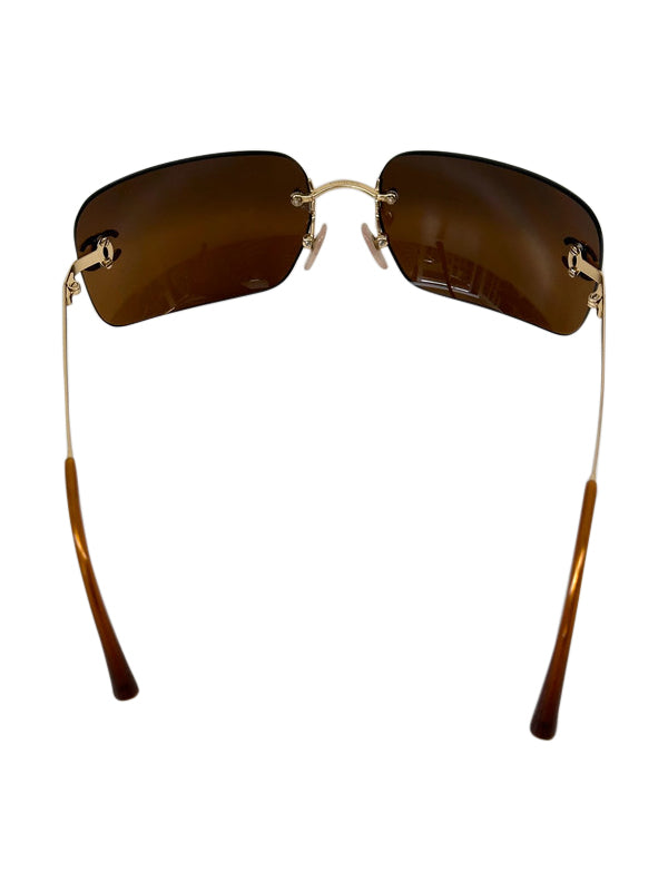 Chanel Gold And Brown CC Frameless Sunglasses