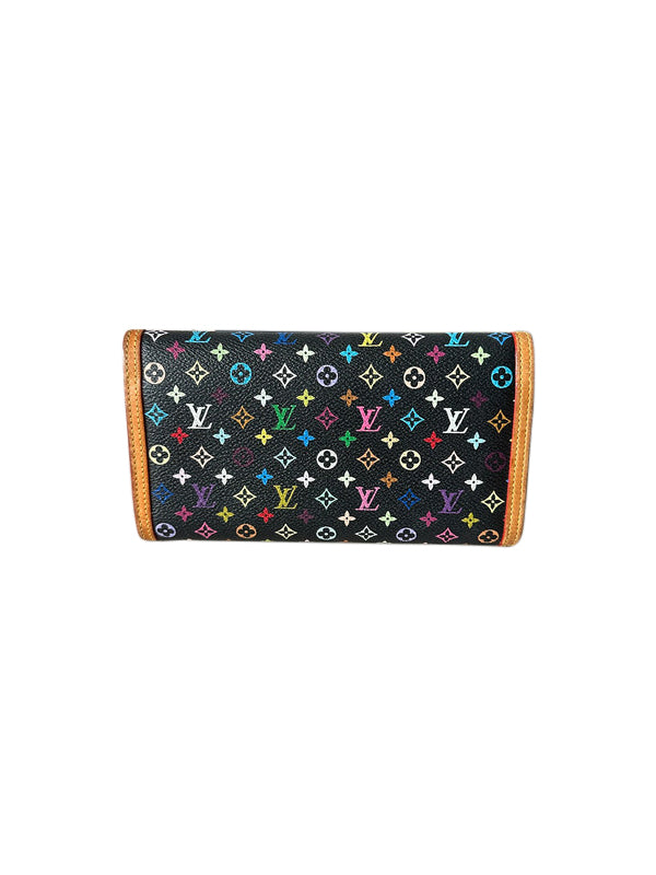 Louis Vuitton Takashi Murakami Multicolor Monogram Black Wallet