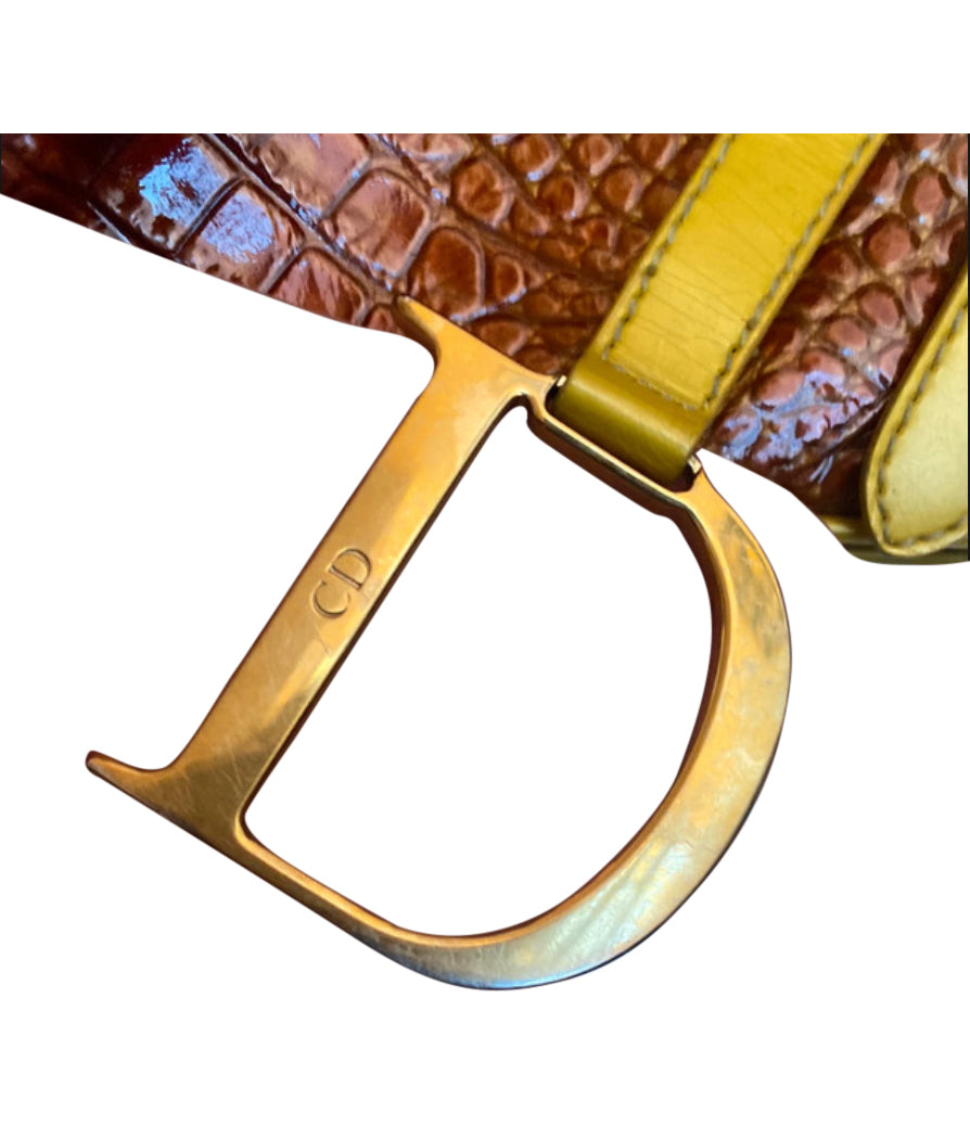 Christian Dior Crocodile Saddle Bag