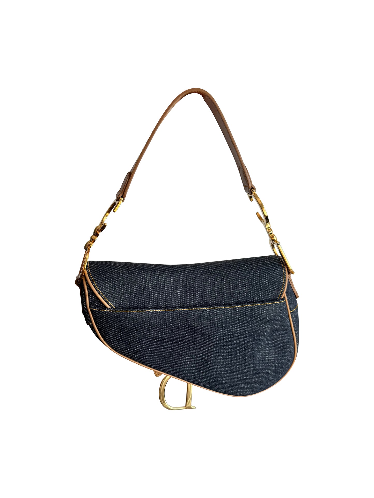 Christian Dior Jean And Leather Saddle Bag