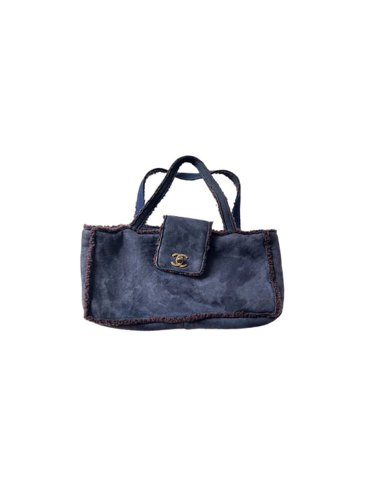 Chanel Navy Blue Suede Handbag