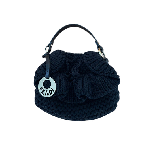 Fendi Chef Ruffle Crocheted Knit Flap Bag Mini