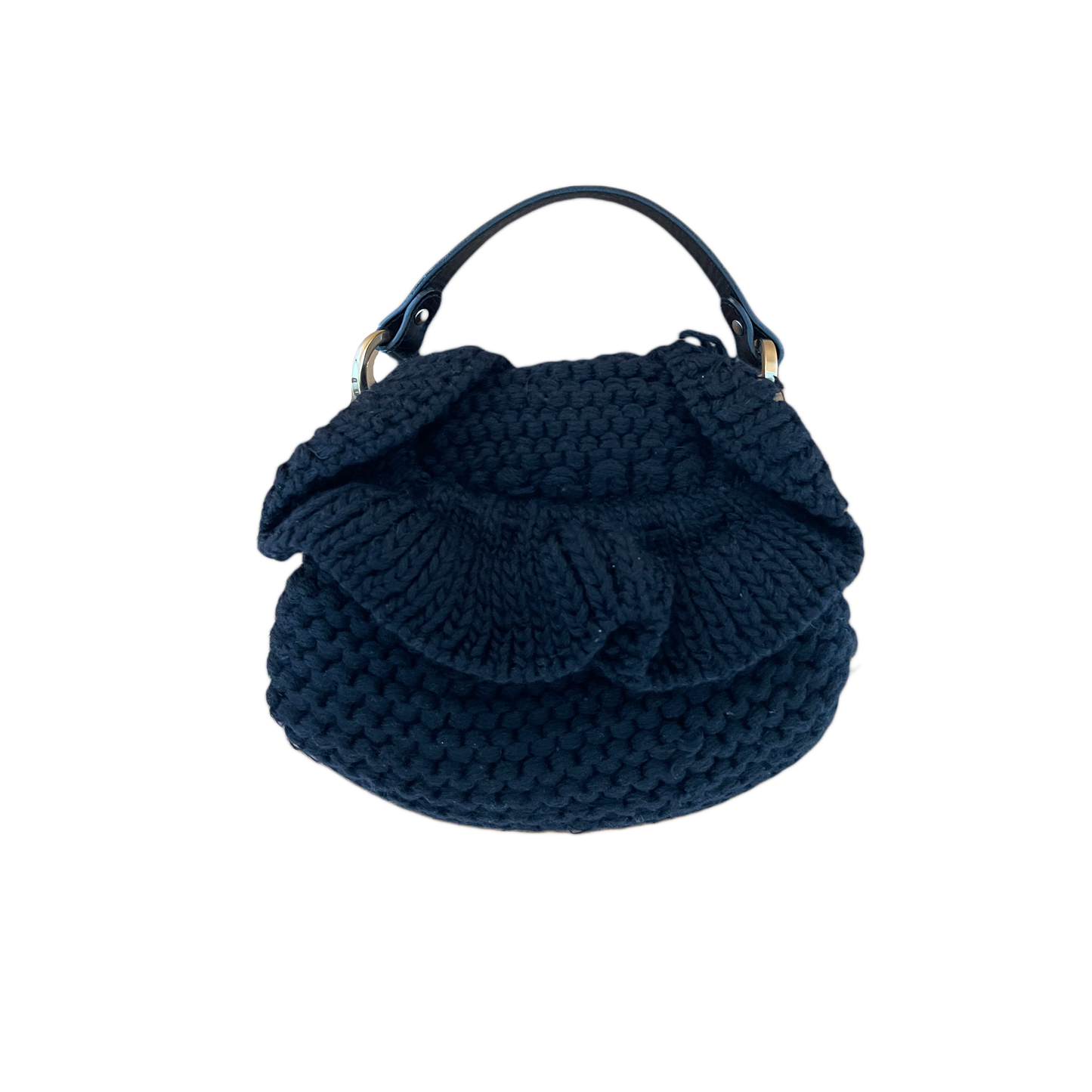 Fendi Chef Ruffle Crocheted Knit Flap Bag Mini